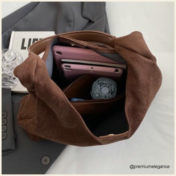 Medium Slouchy Tote Bag Faux Leather Shoulder Bag Hobo Work Travel - Picture 5 of 7